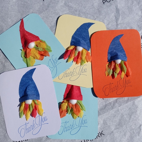 Hand Crafted Other - Handcrafted 3D Gnome Thank You Cards & 10 QR Closet Stickers